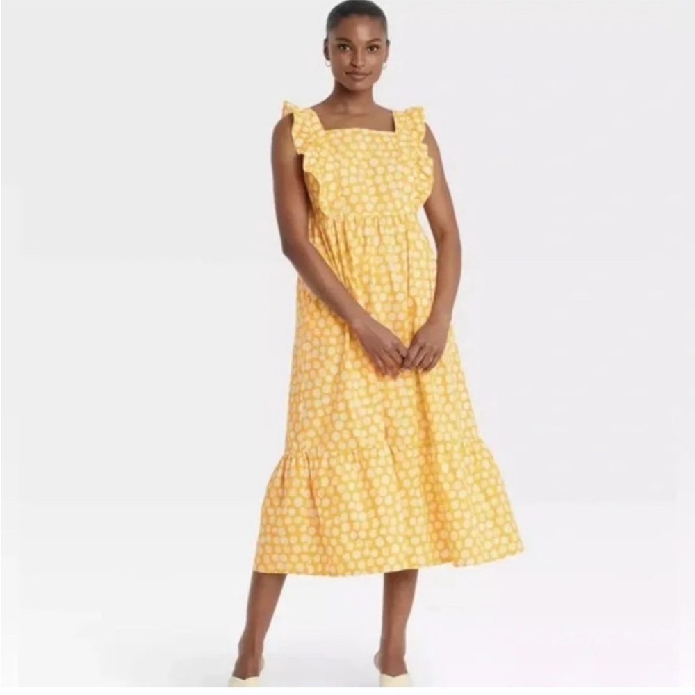 Yellow Polka Dot Summer Dress - Picture 1 of 8